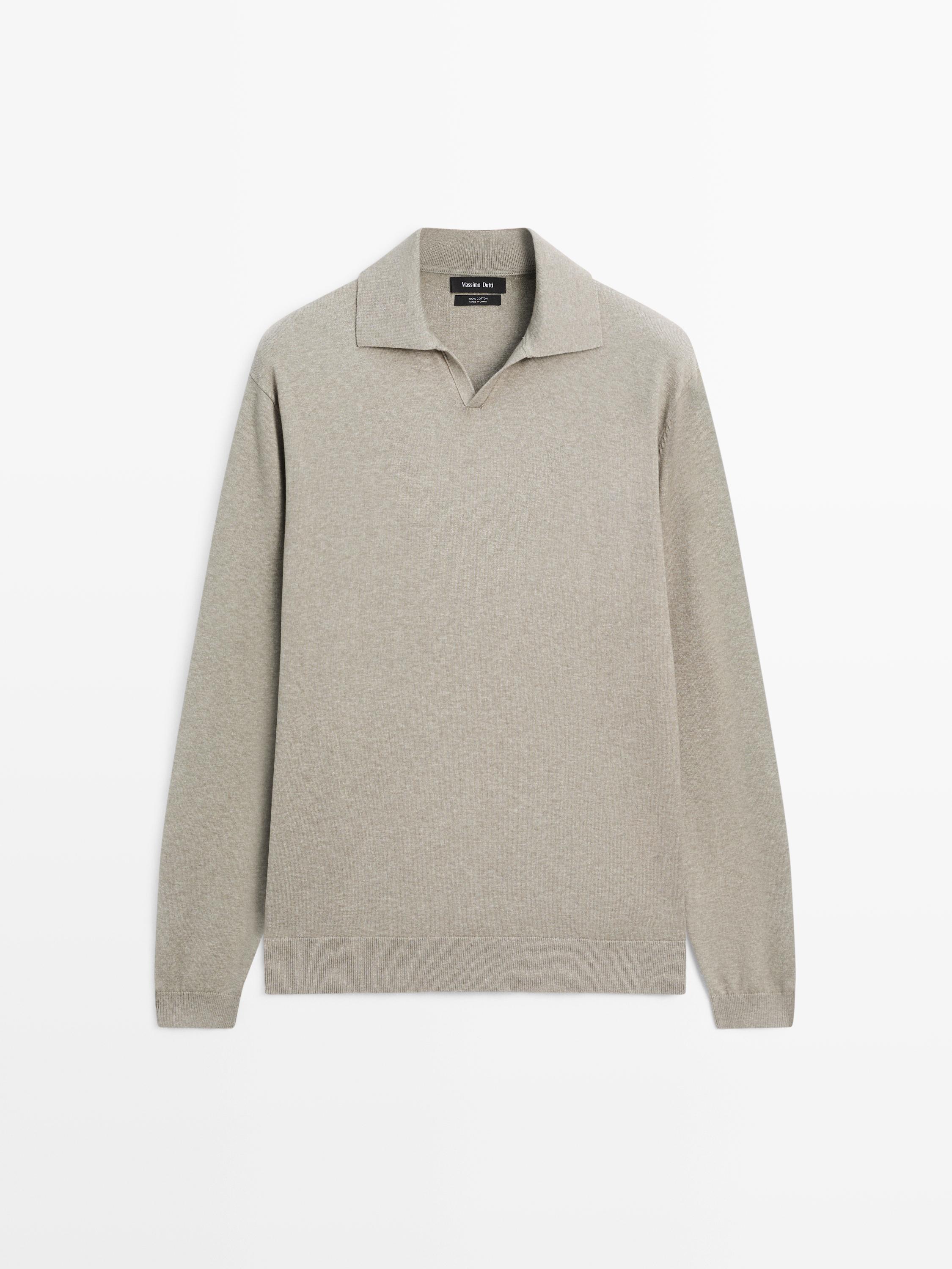 Cotton knit polo sweater